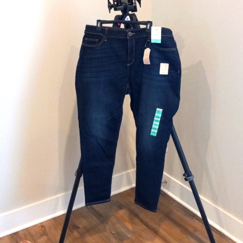 Women's 20W Dark Wash Skinny Jean. Tummy Control Panel.